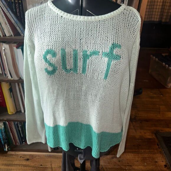 Wooden Ships green two tone Surf lightweight pullover sweater - Picture 1 of 3